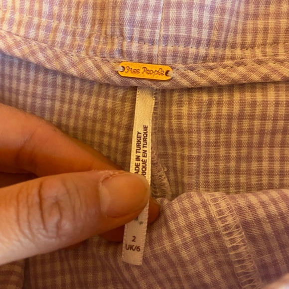 FREE PEOPLE- Plaid lilac cotton SKORT - Picture 4 of 6